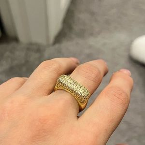 Stainless steel ring with cubic zirconia stones